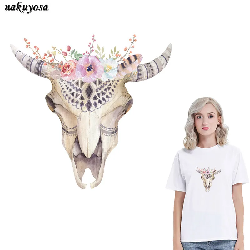 5 шт. патчи для одежды с изображением черепа крупного рогатого скота декоративные