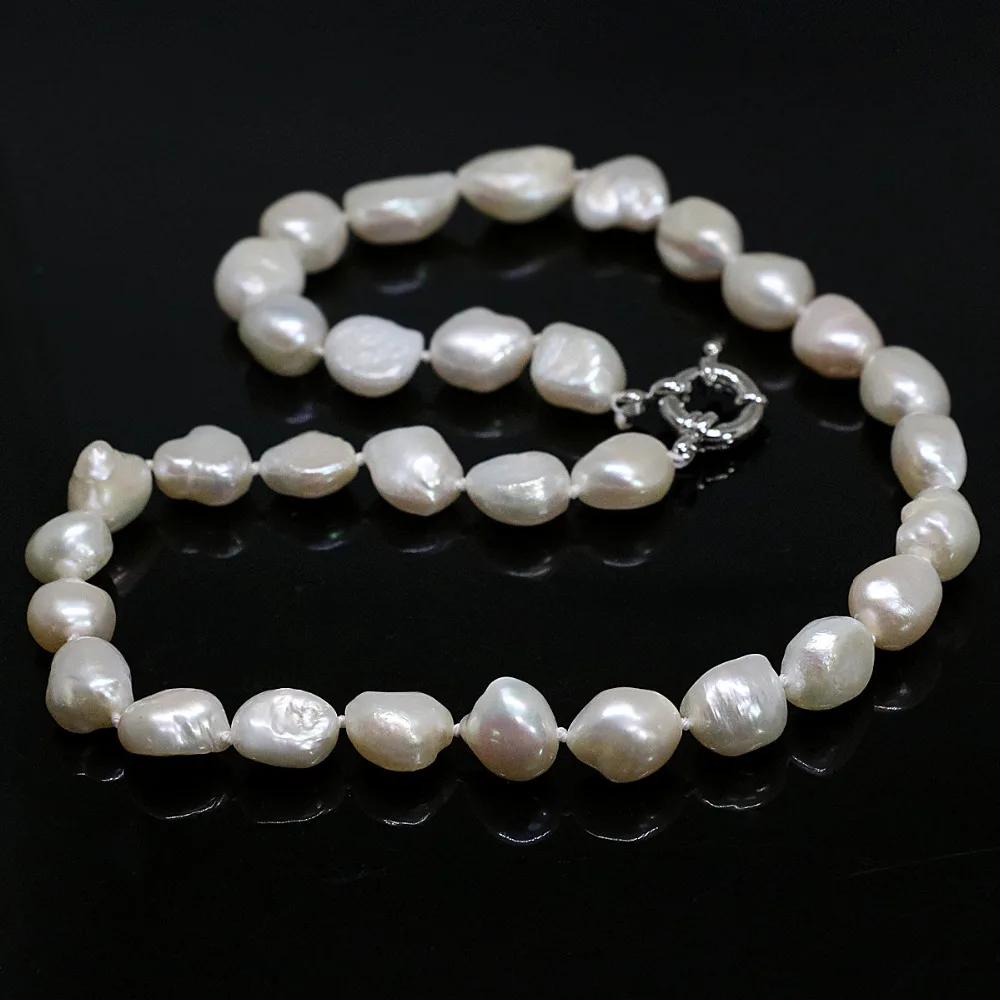 

Natural white cultured freshwater irregular pearl beads 12-14mm cute women wedding party necklace 18inch B1456