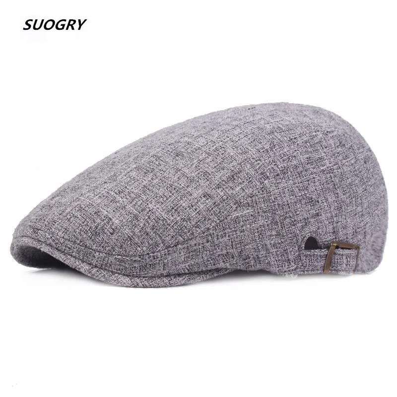 

SUOGRY Unisex Summer Breathable Beret Caps Adjustable Solid Flat Golf Gorras Planas Adjustable Casual Cabbie Hats Classic Gray