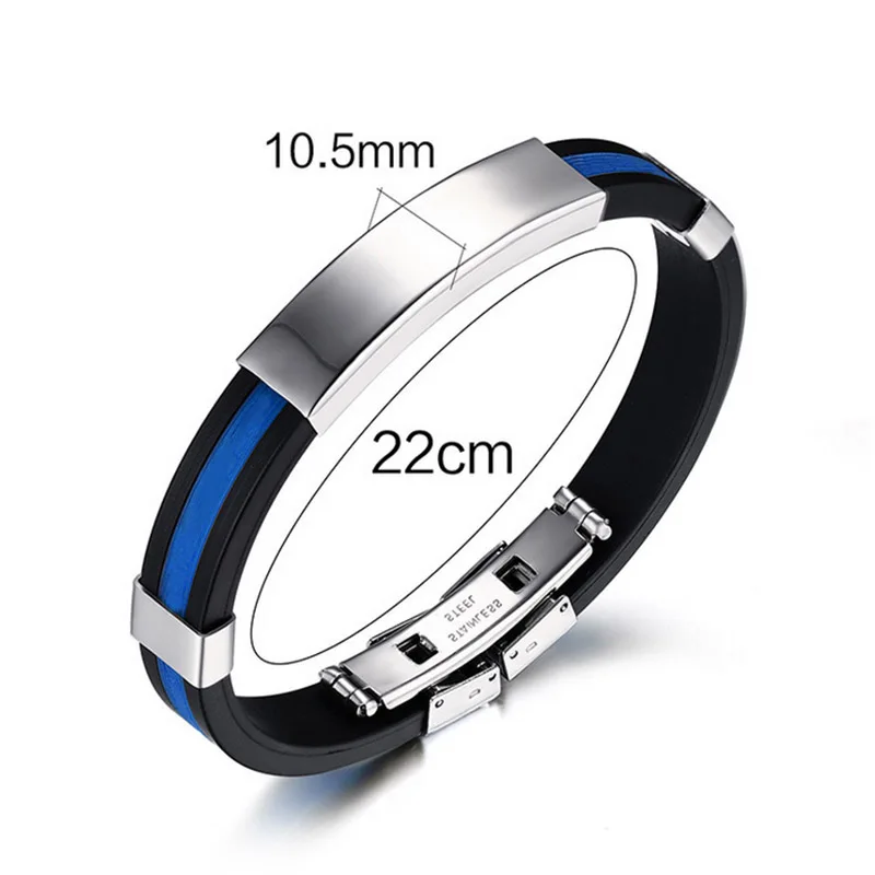 stainless steel bracelet fashion USA Police policeman blue silicone bracelets for women masculino bangles man pulseras | Украшения и