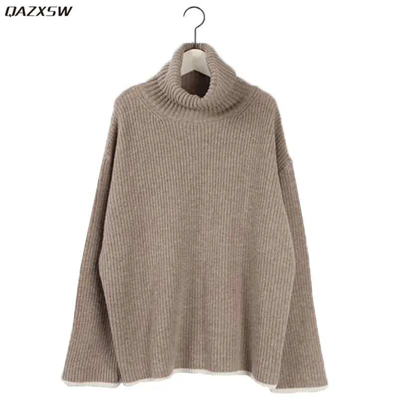 

2019 New Women Autumn Spring Turtleneck Sweater Casual Loose Long Sleeve Knit Tops Vintage Outwear Pullovers Ladies Coat AC153