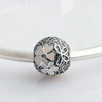authentic 925 sterling silver poetry flower crystal stopper safety beads for original pandora charm bracelets bangles jewelry