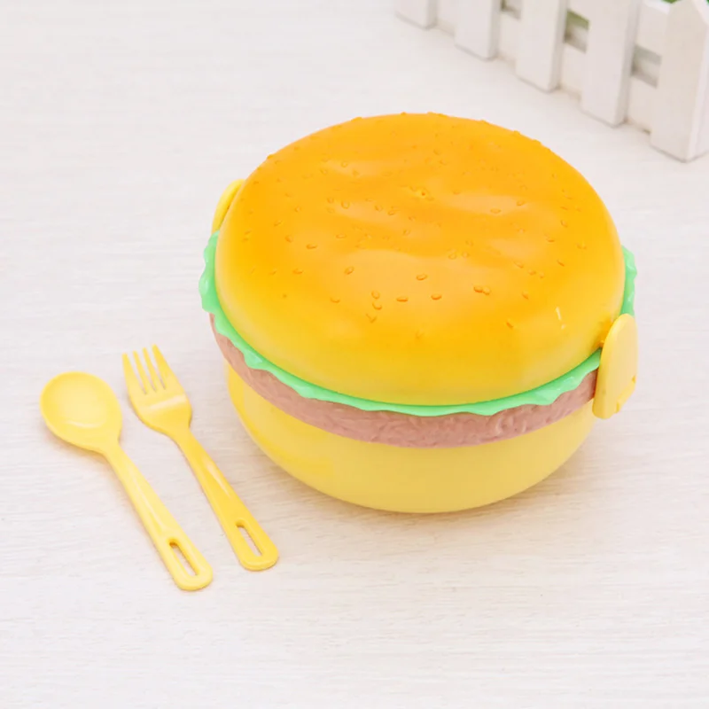 Гамбургер двухуровневый Коробки для обедов новый милый коробка Burger Bento Детские
