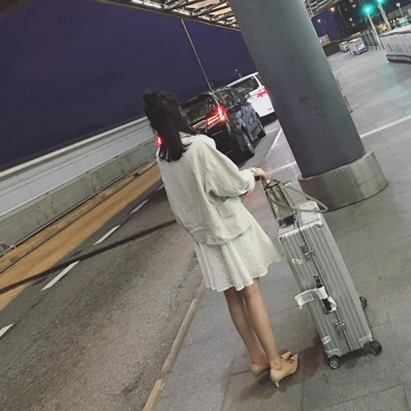 Летний женский однотонный костюм из хлопка и льна Новинка осени 2018 корейский - Фото №1