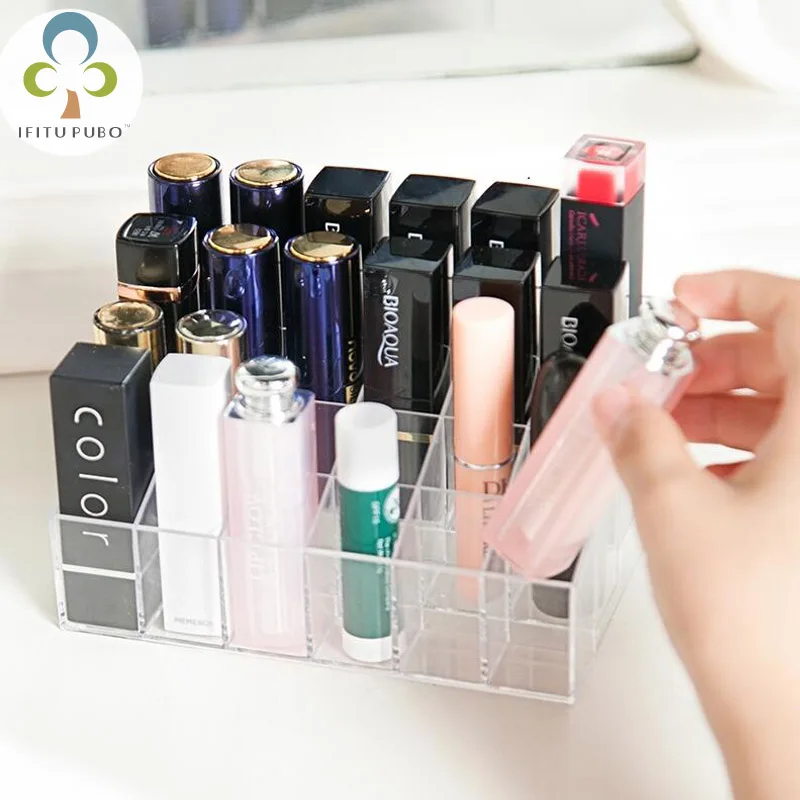 Бесплатная доставка Прозрачный акриловый 24 держатель для Помады Стенд