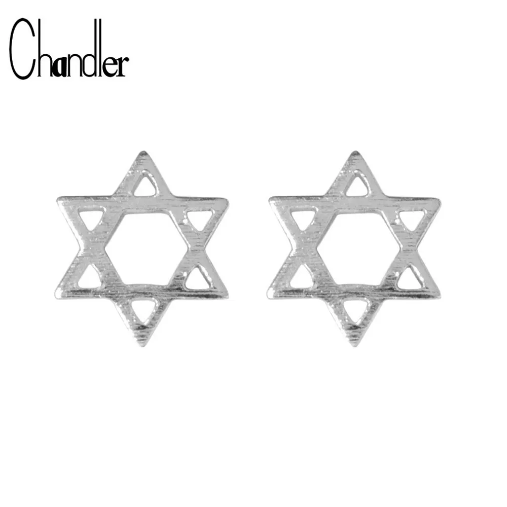 Женские Геометрические серьги гвоздики Chandler David Star пятиконечная звезда Bronics