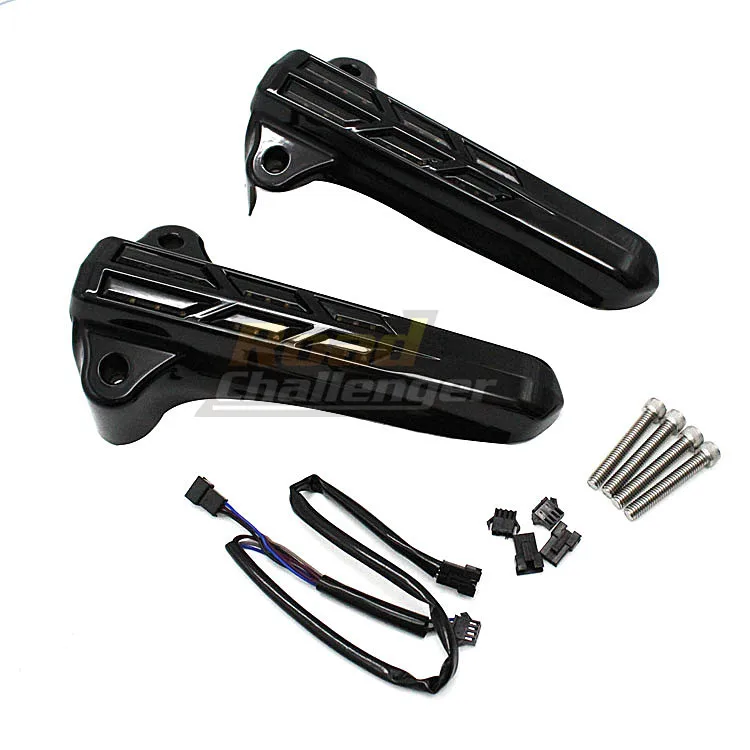 

Silver Front Lower Fork Leg Covers Slider LED For Harley Road King Glide EFI Street Glide Electra Glide Ultra Classic 2014-2019