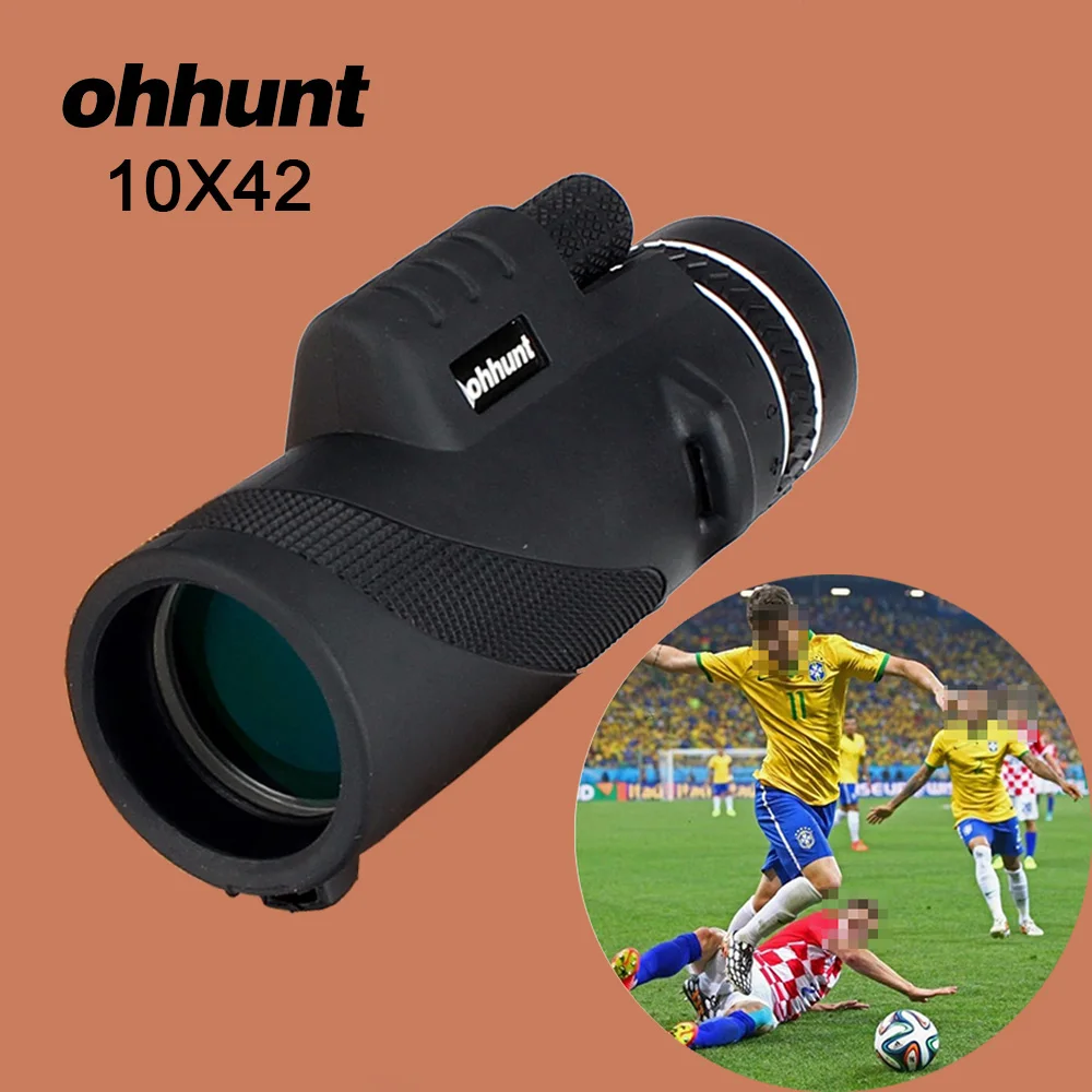 Охотничий мини бинокль ohhunt 10X42 Монокуляр BAK4 призматический зум фокус мощный