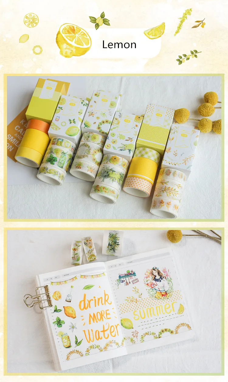 3 шт./кор. Kawaii красивая летняя лимонная DIY клей малярный скотч Единорог цветок бумажная этикетка Стикеры книжной графике ленты
