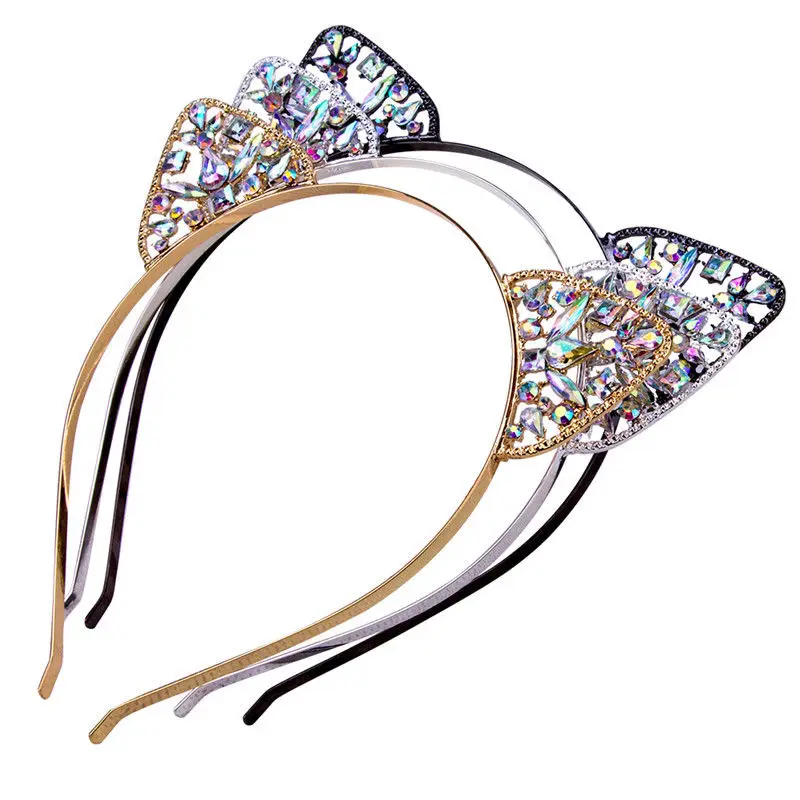 Sweet Cute Baby Kid Girls Metal Rhinestone Cat Ear Headband Hair band Costume Party Cosplay | Детская одежда и обувь