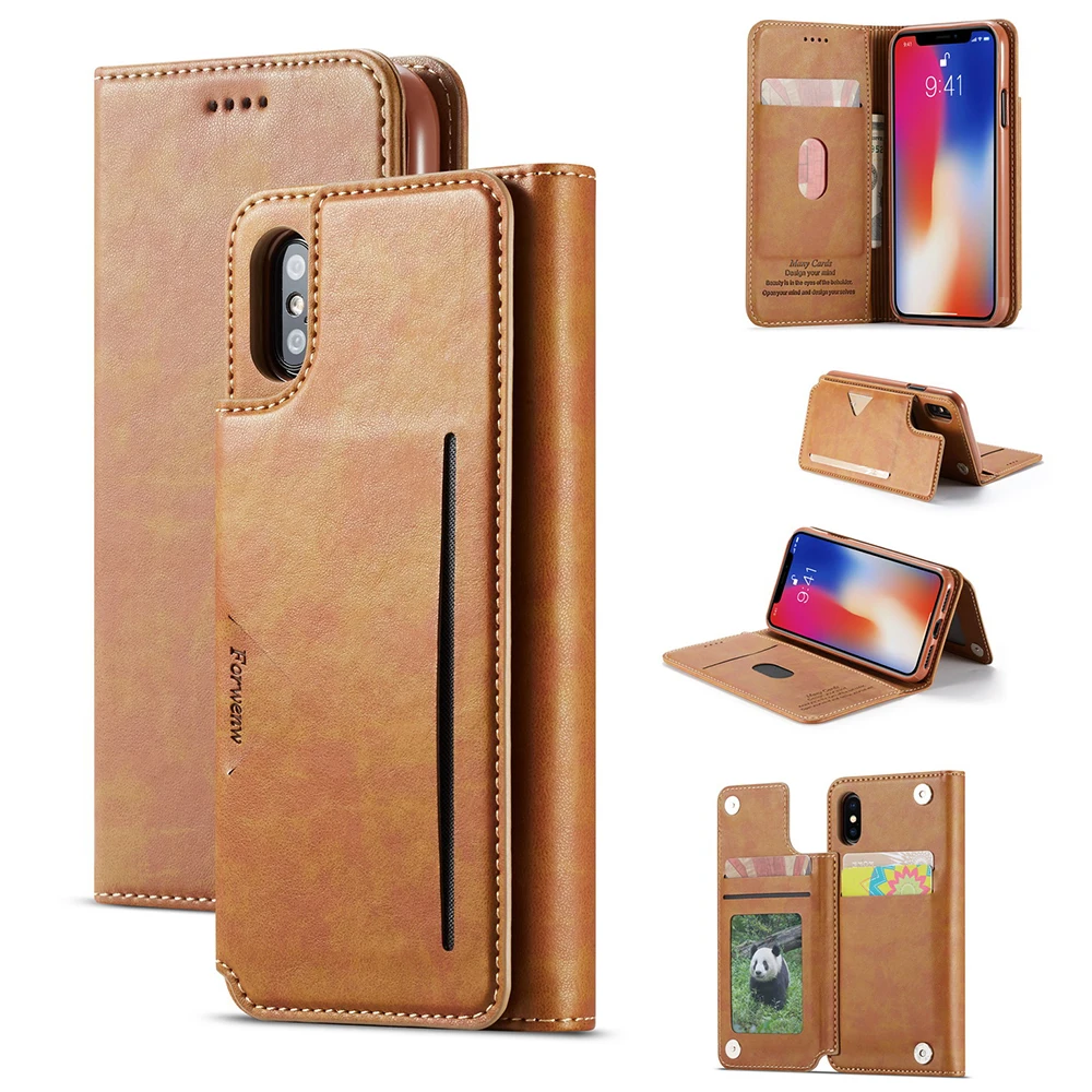 Кожаный магнитный чехол-бумажник в стиле ретро для Apple iPhone X XR XS MAX 8 7 6 6S Plus