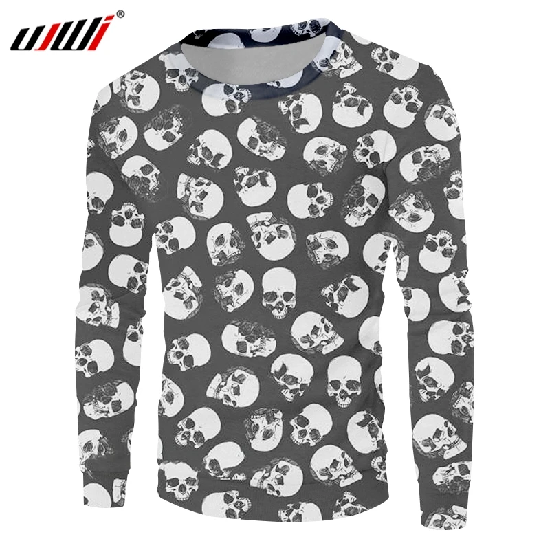 

UJWI Man Loose Sports Sweatshirt 3D Mini Skulls Punk Rock Men's Pullover Printed Oversized Funny Casual Tops 6XL