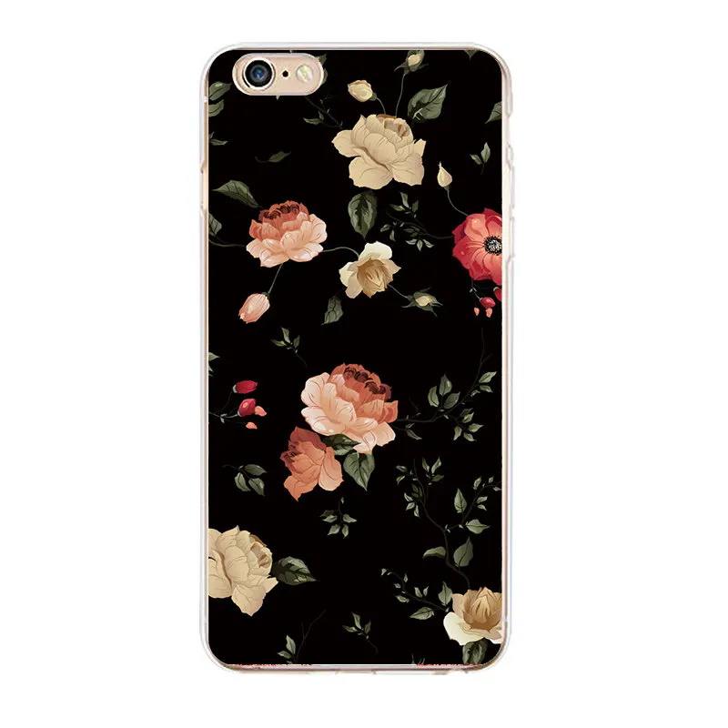 TPU Clear Phone Case For iPhone 6 6s 7 8plus x Soft Colorful Floral Beautiful Flower SiliconeCase Free shipping 4 5se |