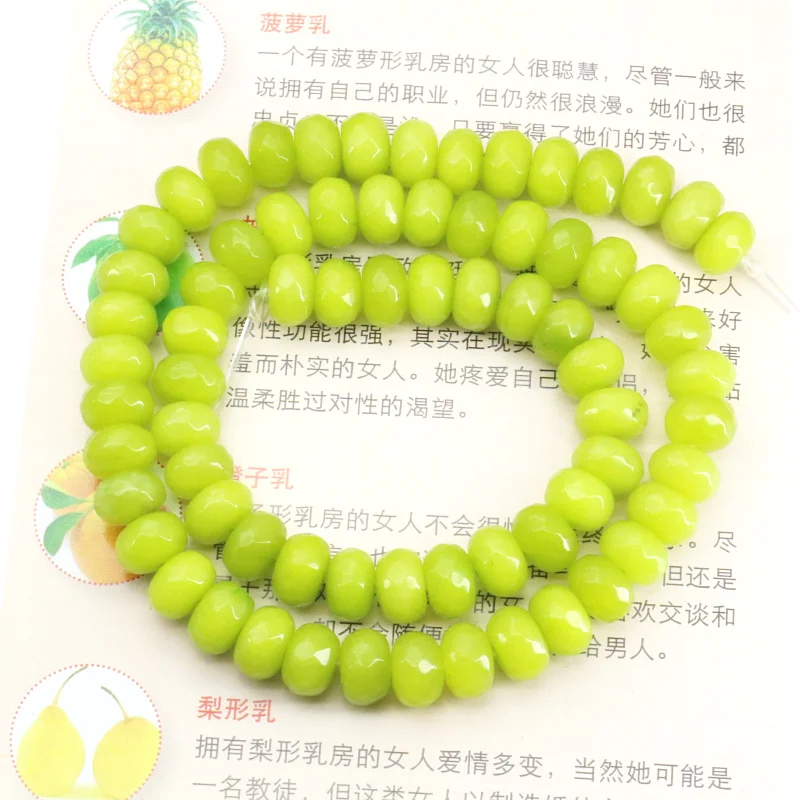 

New 5x8mm faceted apple green abacus loose beads 15 inches 2 piece/lot chalcedony jewelry beads DIY jewelry making