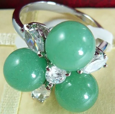 2 colors wholesale beautiful design 8mm 3 purple/green Natural JADE flower fashion ring(#7.8.9) | Украшения и аксессуары