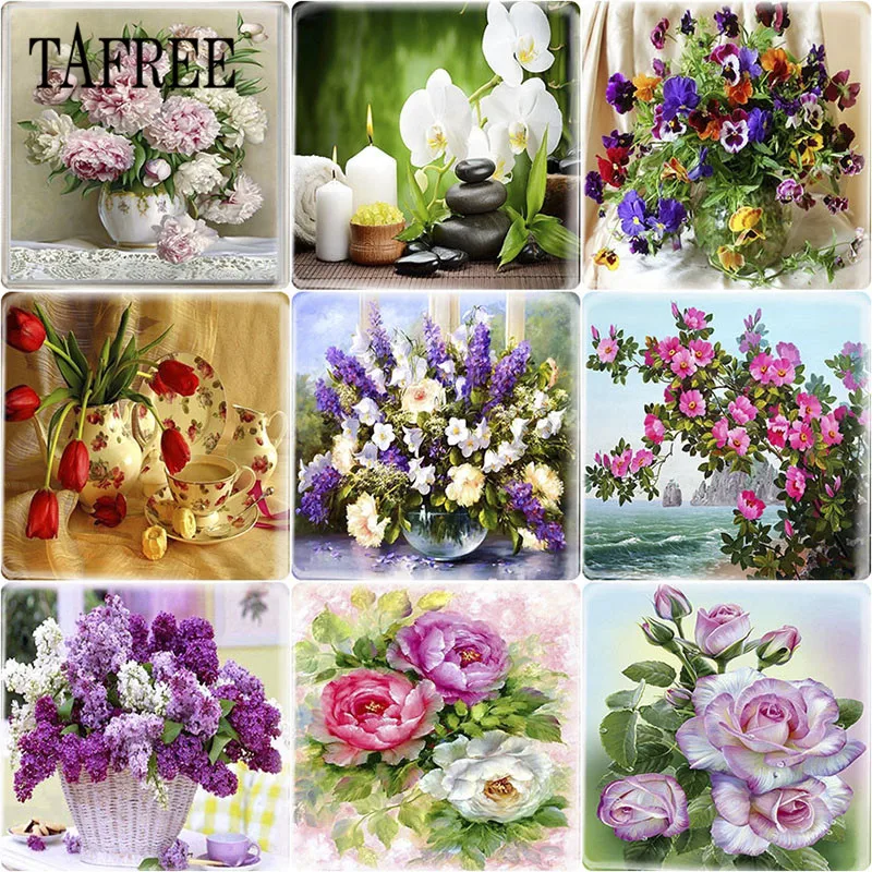 

TAFREE Bunch French Rose Floral Bouquet Images 25mm DIY Square Shape Glass Cabochon Cameo Settings Jewelry Findings