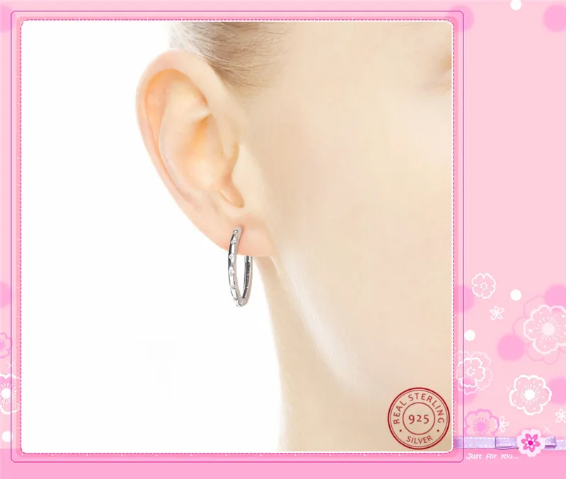 Серьги-кольца из стерлингового серебра 925 пробы, мерцающие капли для женщин, с прозрачным CZ сияющим шикарным стилем для любых случаев, FLE103