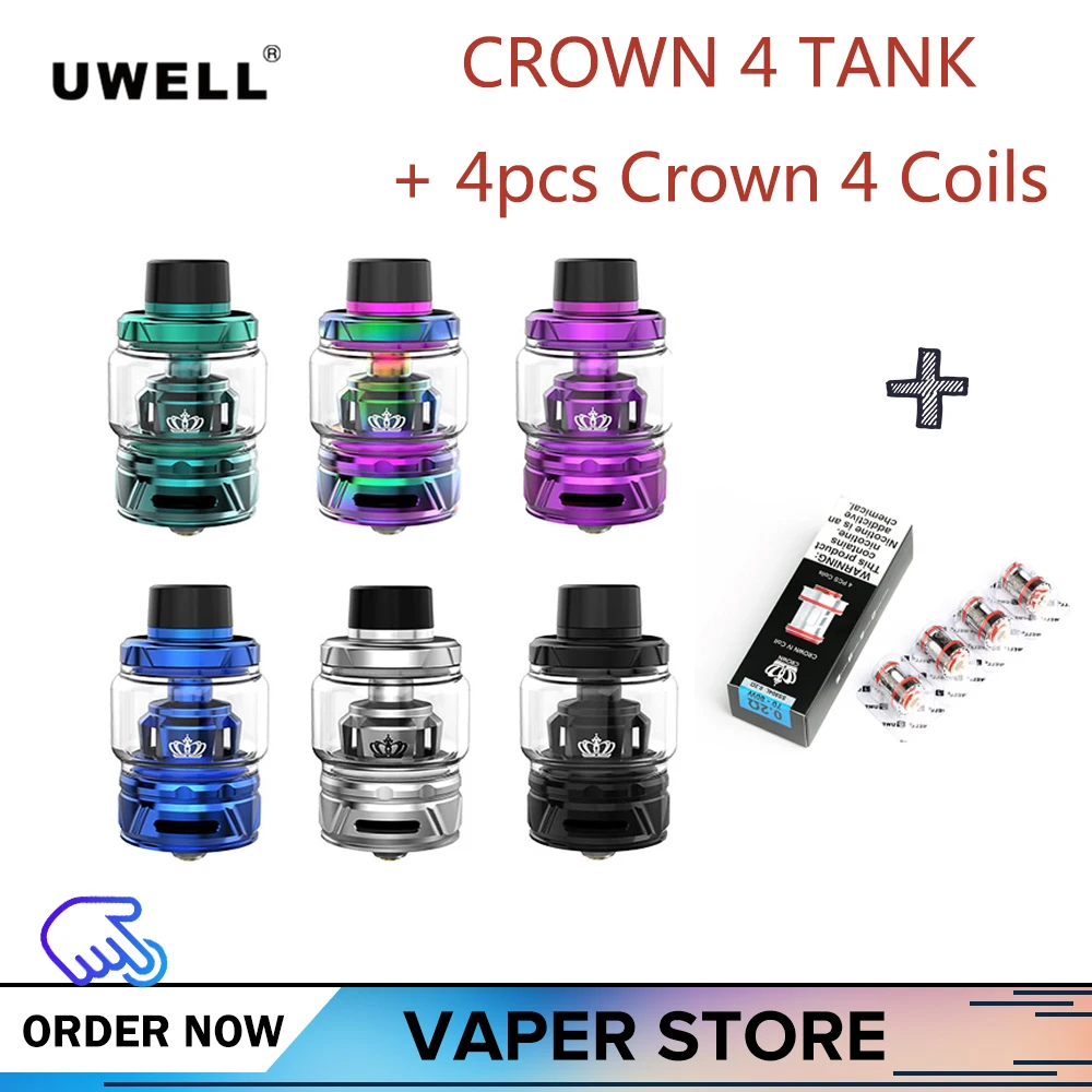 Оригинальный атомайзер Uwell Crown 4 Tank Vape Емкость 6 мл с шт. Dual SS904L/UN2 сетчатая катушка 0