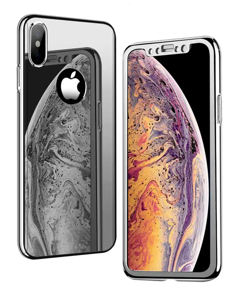 Silver 360 позолоченный зеркальный чехол для iPhone X XS Max XR 7 8 6 6S Plus 5 5S SE чехол для телефона samsung S8 S9 Plus Note 9 8 S7 Edge A7 A5 - Цвет: Silver