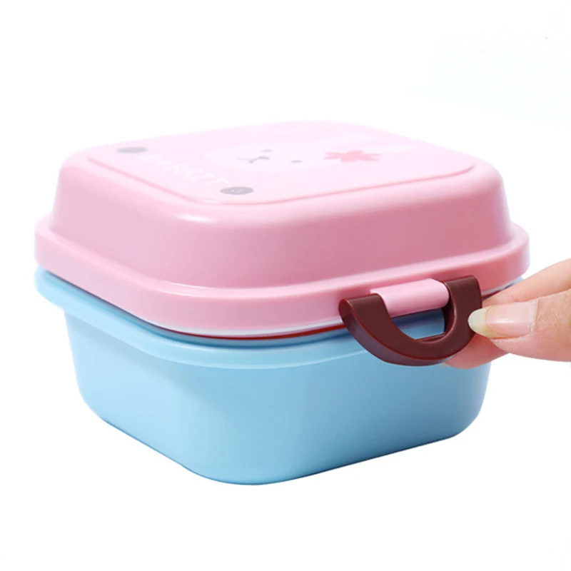 Креативный мультяшный детский Ланч-бокс Bento для детей, термос с подогревом, контейнер с 2 разделенными слоями пищи, кухонные обеденные инструменты
