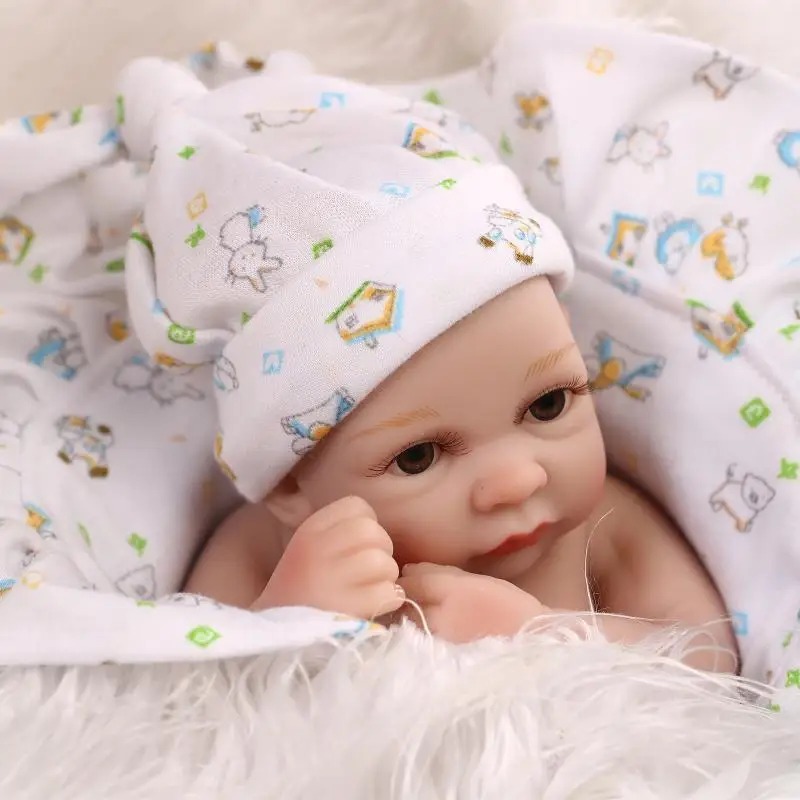 Мягкие силиконовые куклы 27 см NPK Mini Bebes Reborn живые для маленьких девочек/мальчиков