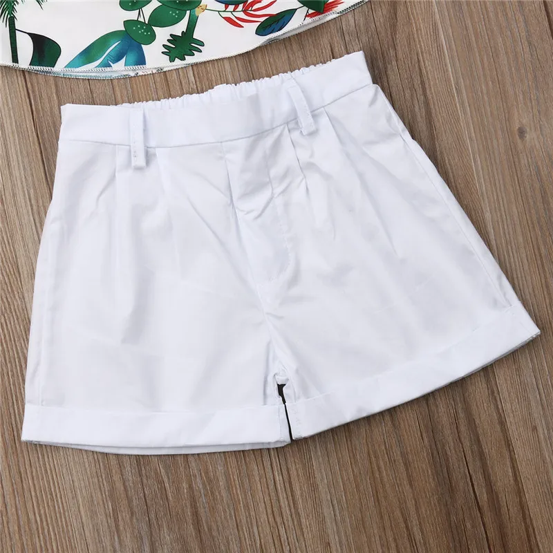 Детская летняя одежда для маленьких девочек Футболка Топы с принтом и открытыми