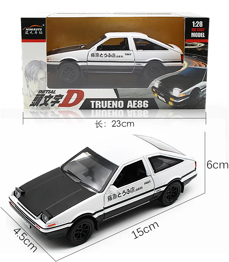 Горячая 1:28 модель автомобиля из сплава начальный D AE86 аниме мультфильм Форсаж с вытягиванием назад звуковой светильник для мальчика игрушки автомобиль Рождественский подарок