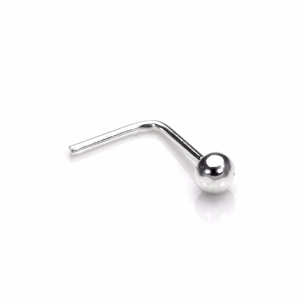 

20pcs/lot 925 sterling silver L Shape Nose Stud Piercing Nose Jewelry