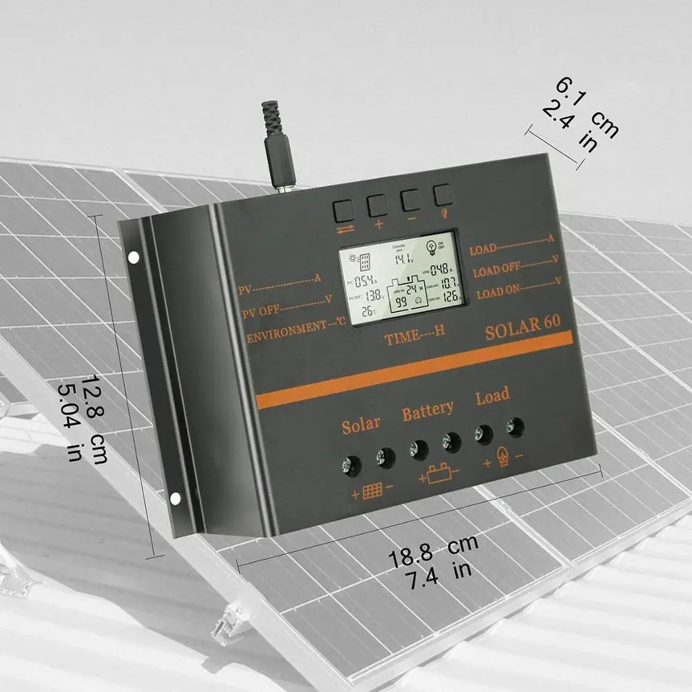 PowMr 60A 80A PWM Solar Charge Controller 12V 24V Auto Battery Controllers Light Timer Control Regulator|control briefs|controller for android