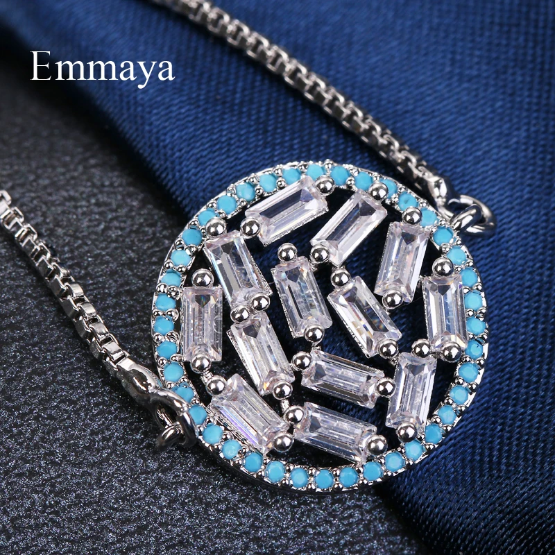 Новый простой круглый регулируемый браслет EMMAYA для женщин Серебристый с