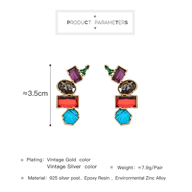 New Arrival Bohimia Clear/Blue/Black Color Resin Stud Earrings For Women Fashion Wedding Gift Jewelry Accessory | Украшения и