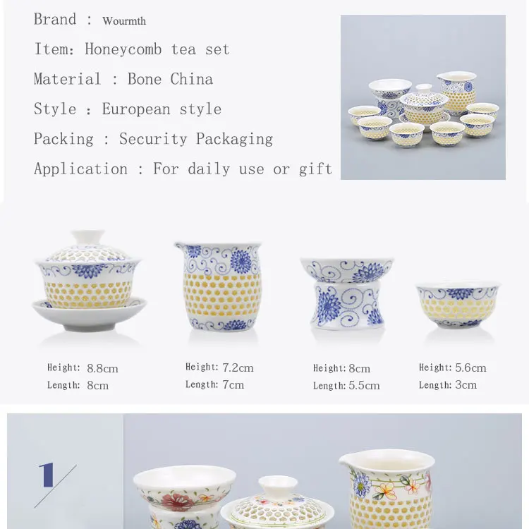 Wourmth посуда для кофе и чая наборы, сине-белый керамический чайник Gaiwan, чайная чашка для Пуэр китайский чайный набор кунг-фу