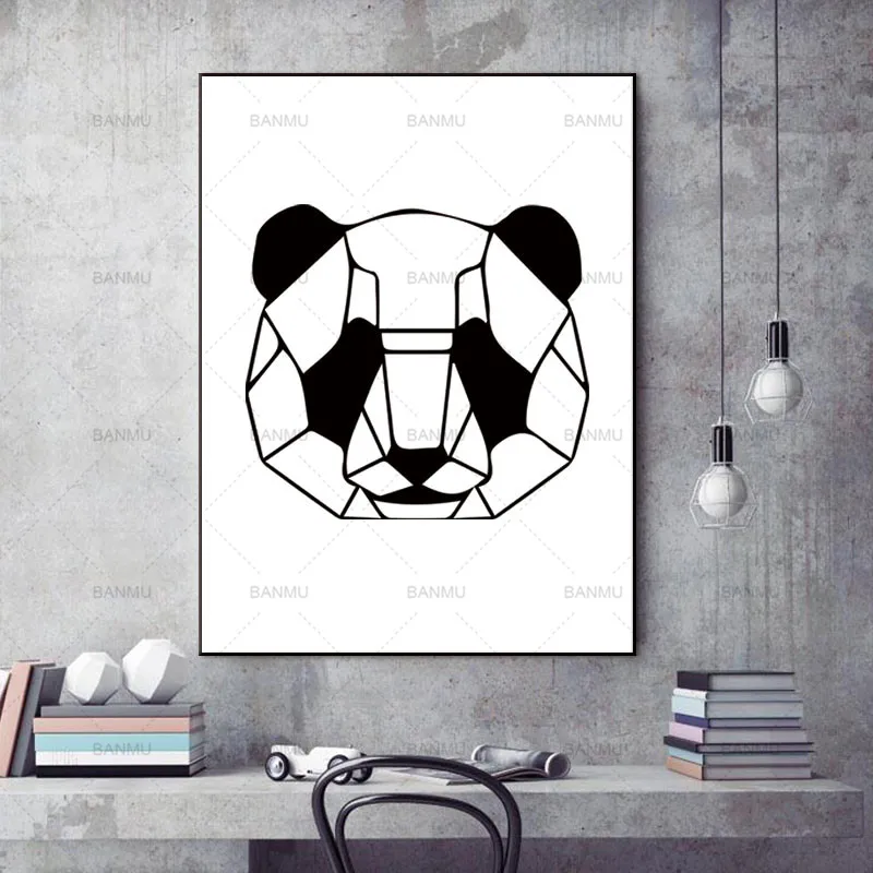 

Картина в скандинавском стиле, картина "панда", Настенная картина, домашний декор, настенный плакат для гостиной, принты с животными
