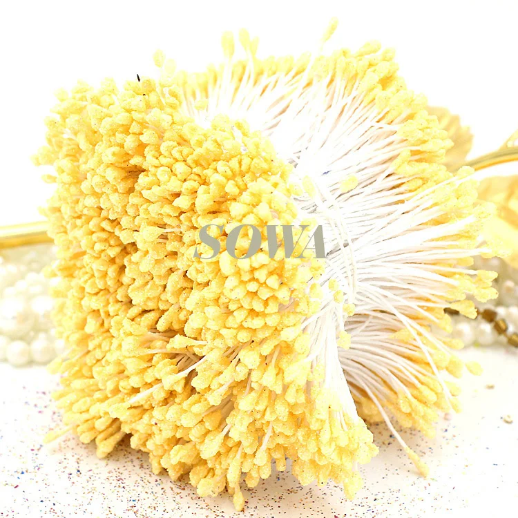 800 шт./лот 3 мм Цветочные Блестки тычинки цветы желтые свадебные открытки