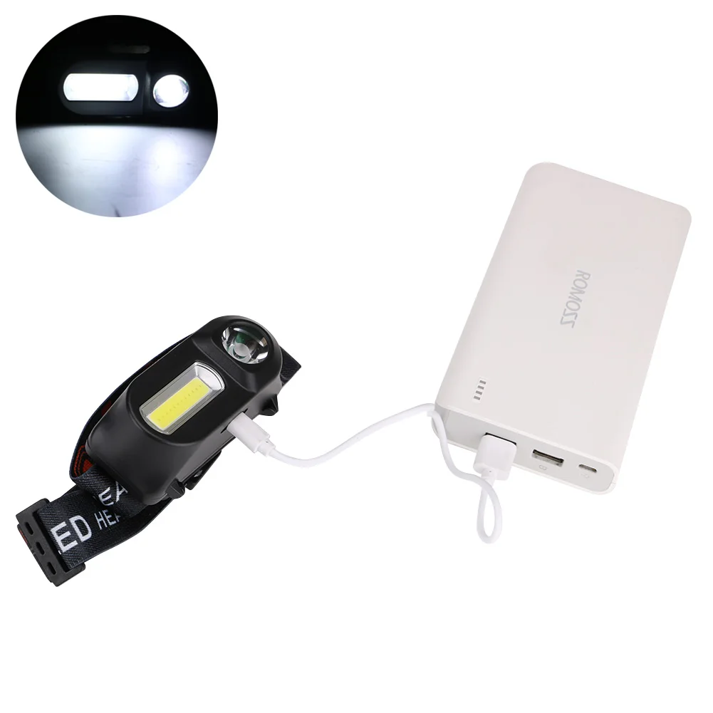 Светодиодный налобный фонарь с зарядкой от usb, Головной фонарь светодиодный COB+ XPE светодиодный налобный светильник, перезаряжаемый налобный светильник светодиодный фонарь для охоты и рыбалки 18650
