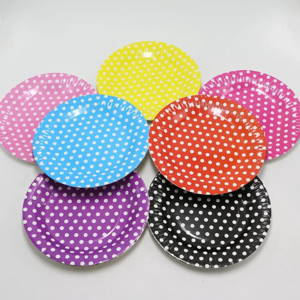 1 сумка 10 штук 7 ''Полосатый горошек шеврон бумажные тарелки на день рождения