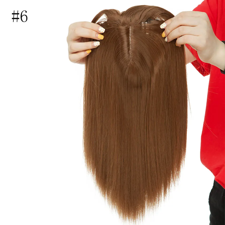 light brown SNOILITE 11 дюймов синтетические волосы на заколках в парике шиньоны прямые волосы с челкой для женщин и мужчин 8 цветов - Цвет: light brown