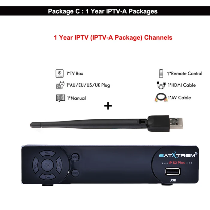 Add 1 Year IPTV-A Satxtrem IPS2 плюс спутниковый ресивер DVB-S DVB-S2 цифровой рецептор поддержка Ccam Испания m3u каналы Россия меню AC3 ТВ-тюнер - Цвет: Add 1 Year IPTV-A