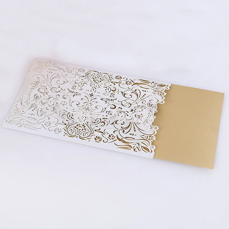 50 шт./Лот фотобумажный конверт с кружевом и жемчугом лазерной резкой для