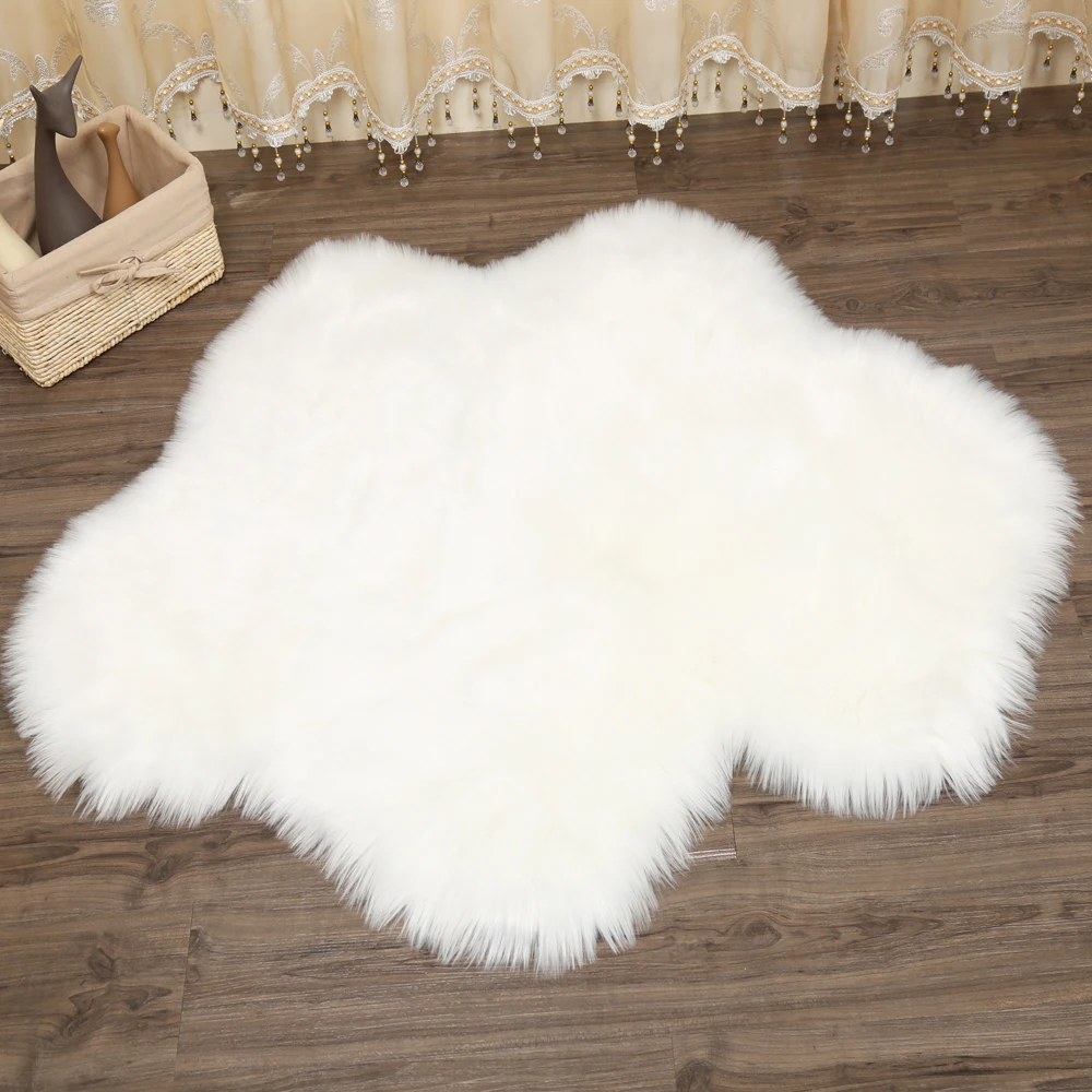 

2018 new cloud shape Sheepskin Rug Chair Cover Bedroom Mat Artificial Wool Warm Hairy Carpet Seat Warm Textil Fur Area Rugs