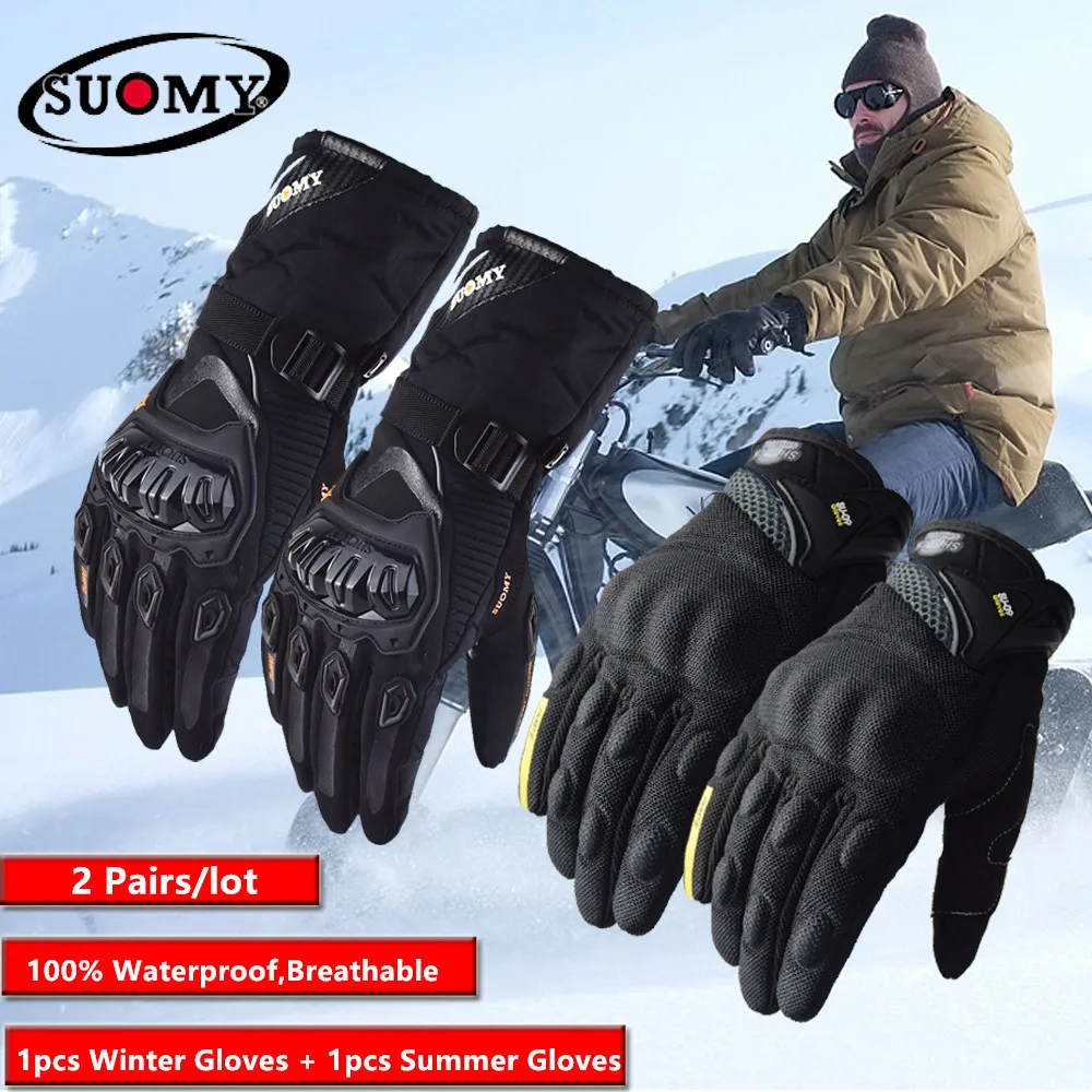 2 пар/лот Suomy зимние теплые мотоциклетные перчатки 100% водонепроницаемые Guantes Moto