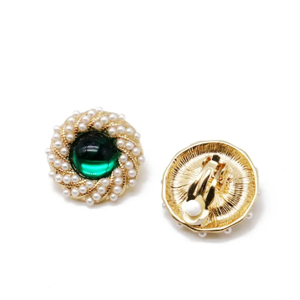 Круглые жемчужные клипсы милые серьги красные зеленые белые ювелирные изделия