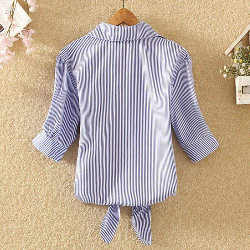 Женские блузки размера плюс укороченный топ Повседневная белая рубашка с