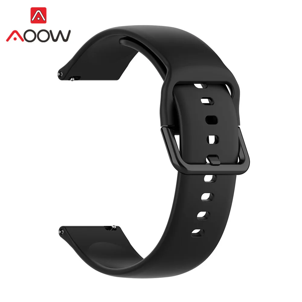 Black 20 мм силиконовый ремешок для часов для samsung Galaxy Watch Active 42 мм Huami Amazfit bip Garmin gear S2 быстросъемный браслет - Цвет ремешка: Black
