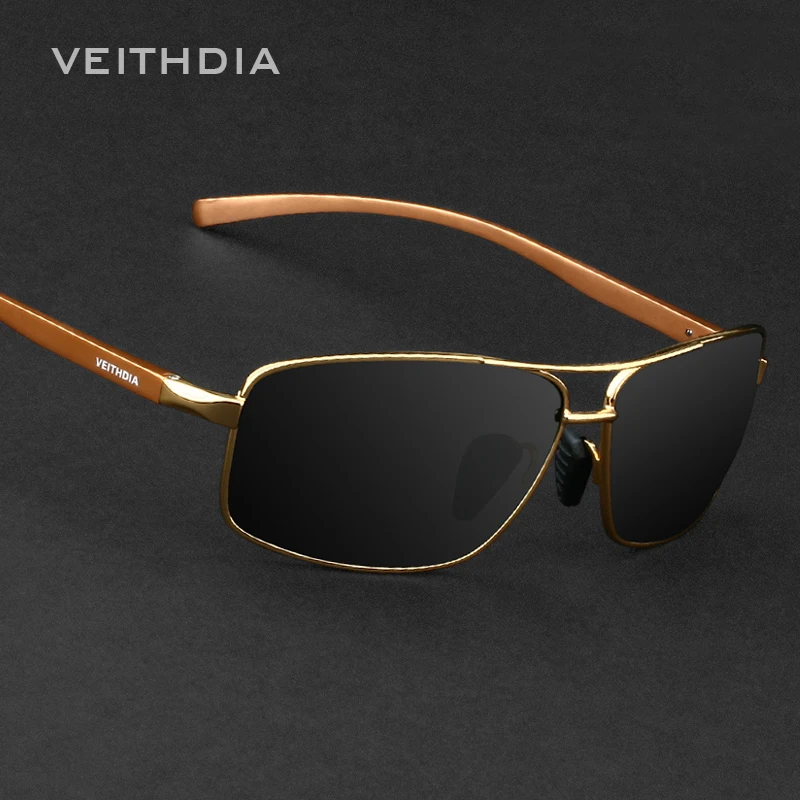 Мужские солнцезащитные очки VEITHDIA Брендовые из сплава с поляризационными