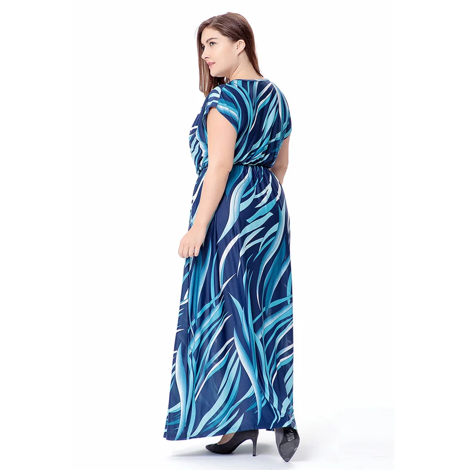 Женское богемное пляжное платье макси длинное вечернее в полоску с v образным