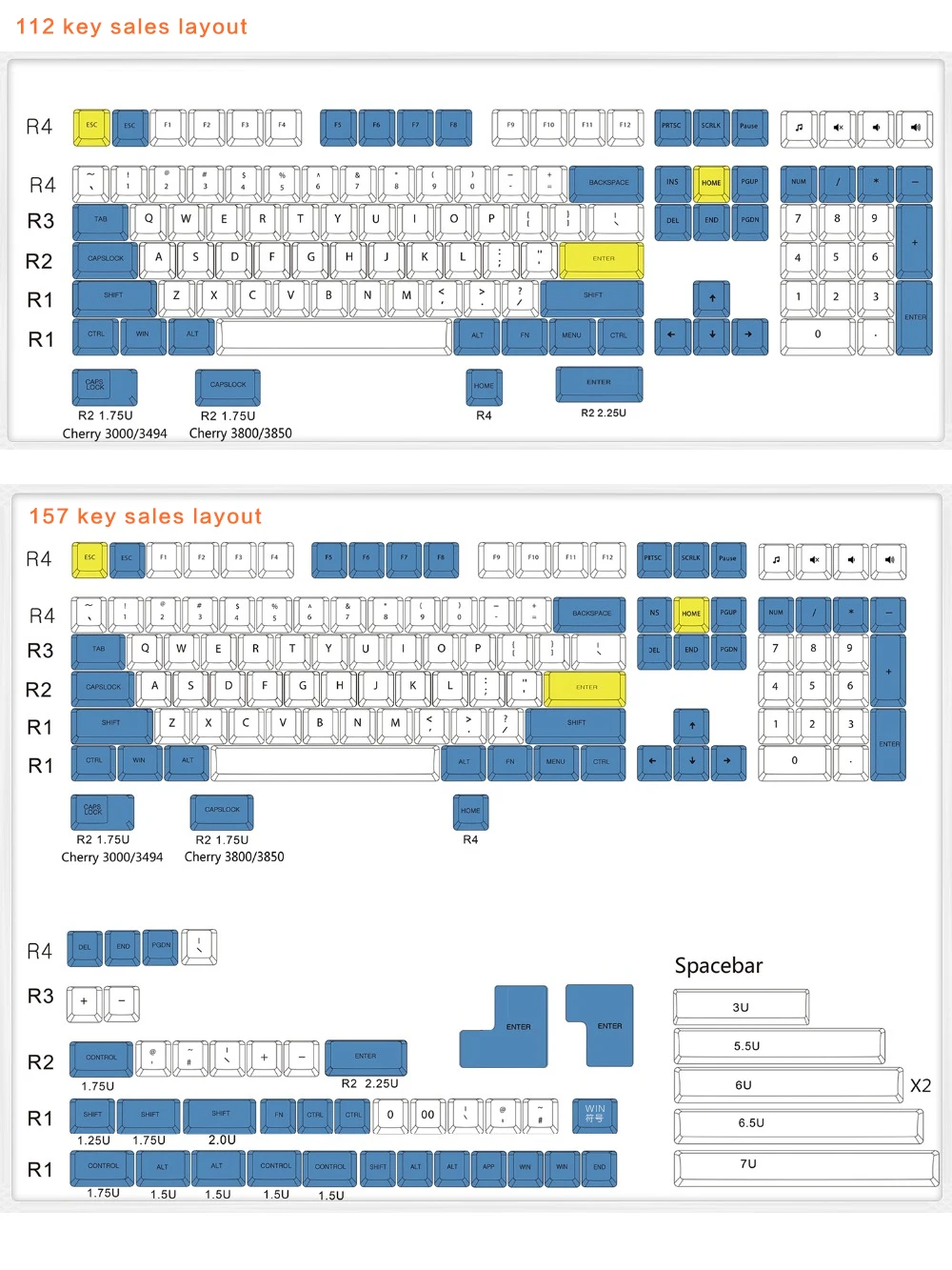 Голубое небо и белое облако keycap 112/157 клавиш PBT Вишневый профиль краситель-сублимированный MX Переключатель для механической клавиатуры keycap