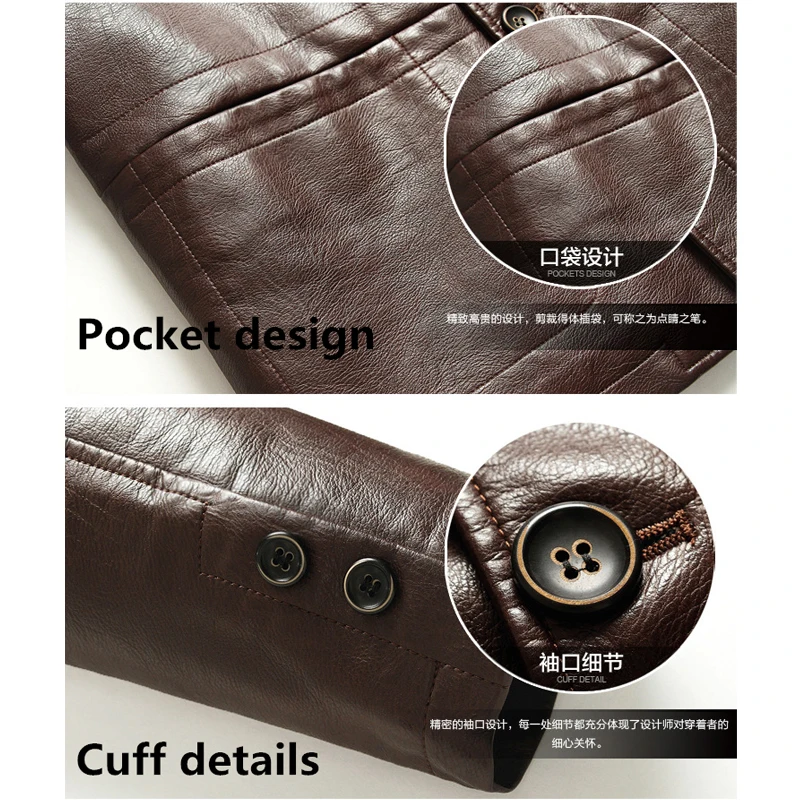 Высокое качество Толстые зимние кожаные куртки Для мужчин S Кожаные и Пальто для