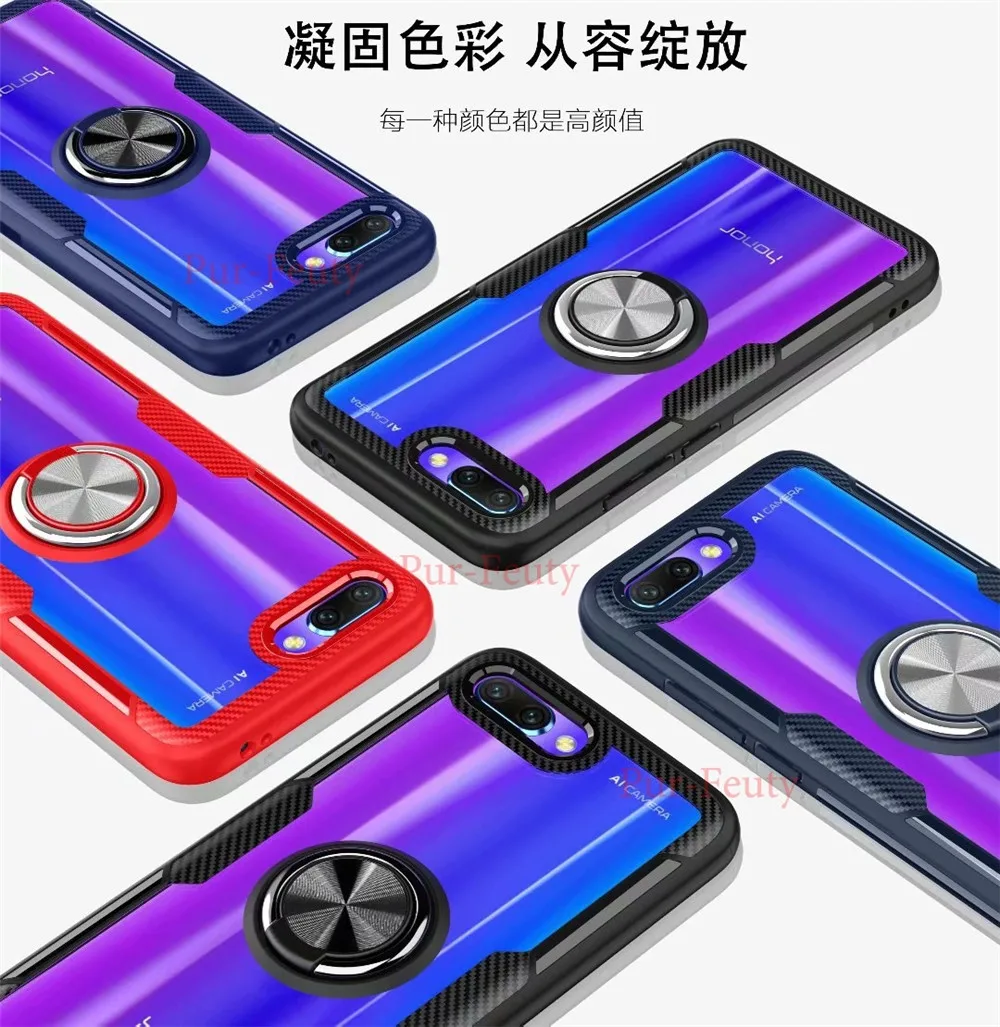 Для huawei Honor 10 COL-L29 COL-L29A с кольцом-подставкой, магнитная Прозрачная защитная задняя крышка для huawei Honor10 COL L29 L29A TL10