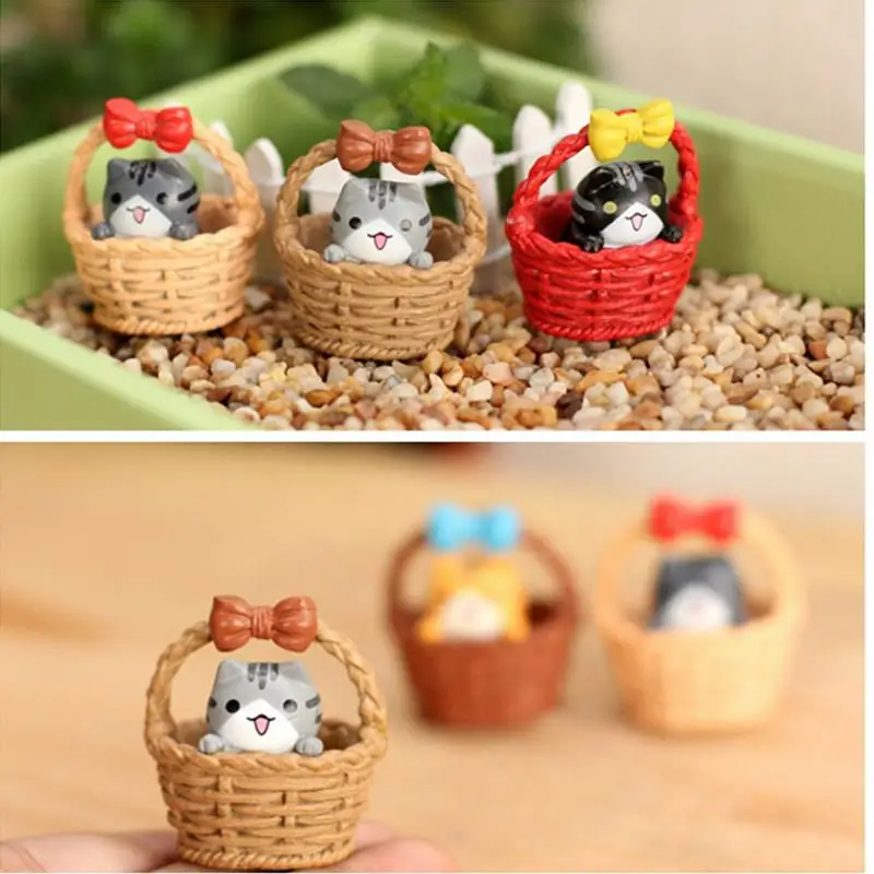 HOT Cute Resin Crafts Decorations Miniature Cradle Cat Fairy Gnome Terrarium Christmas Xmas Party Garden Gift | Дом и сад